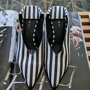 Zara Striped slide mules with 2" heel